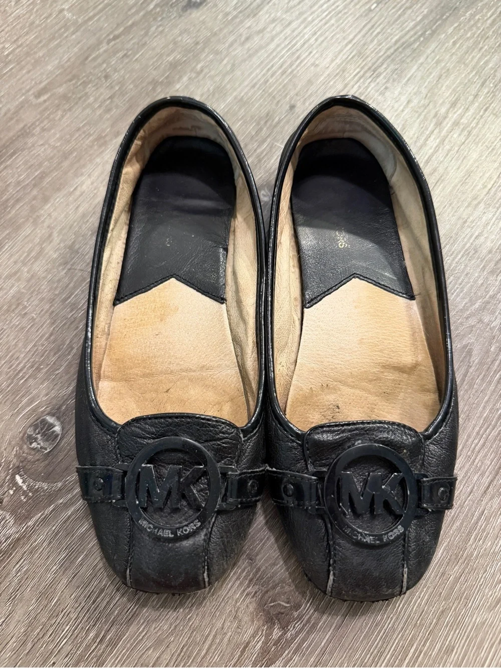 Michael Kors Black Leather MK Logo Loafers